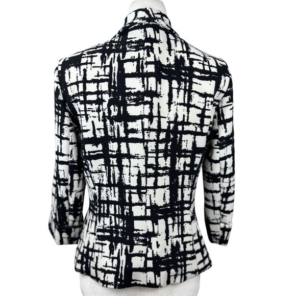 NEW Kasper Womens Size 4 Black White Elegant Party Chic Blazer Jacket 3/4 Sleeve - Picture 3 of 11